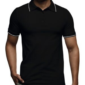 GiftSpeaks Polo T-Shirt – 100% Cotton 240 GSM Mattie with Tipping Black