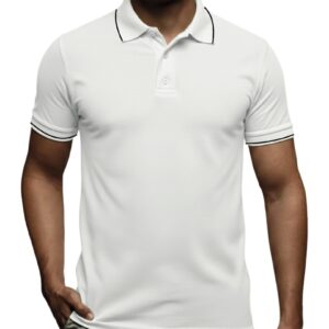 GiftSpeaks Polo T-Shirt – 100% Cotton 240 GSM Mattie with Tipping White